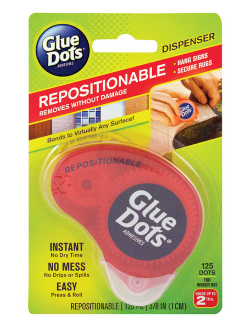 Glue Dots Repositional Medium Strength Glue Clear Double-Sided Adhesive Dispenser(PKGDAMAGED)