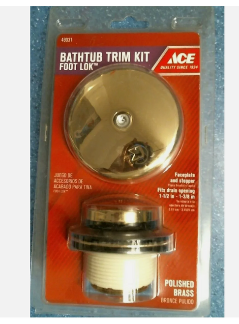 Bathtub Trim Kit, Faceplate and Stopper, Polished Brass