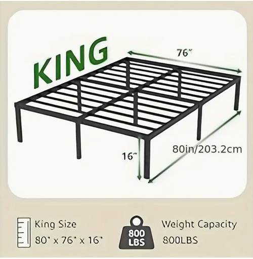 Classic Metal Platform King Bed Frames with Headboard and Footboard