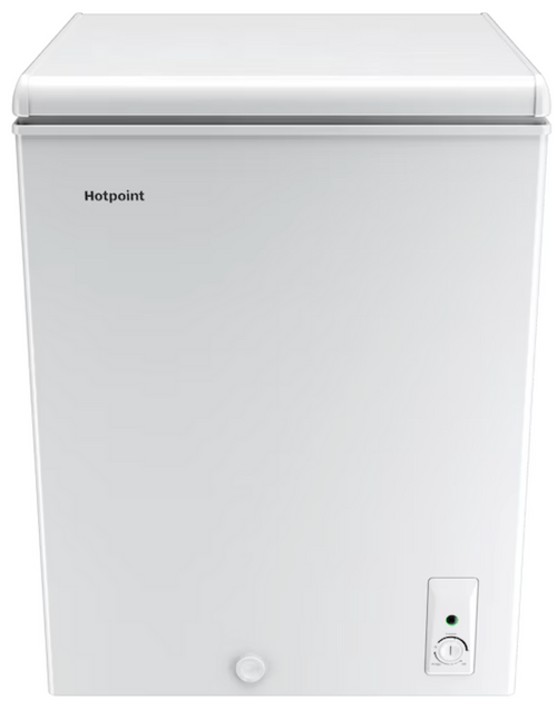 Hotpoint 4.9 cu ft Chest Freezer Convertible to Refrigerator – White, LED Interior Light, Removable Basket, Exterior Controls