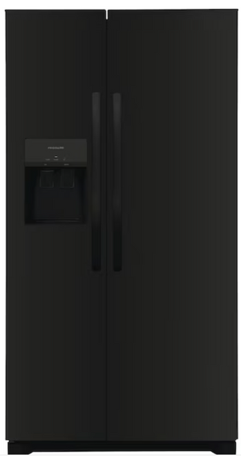 Frigidaire 25.6-cu ft Side-by-Side Refrigerator with Ice Maker, Water & Ice Dispenser, Black, ENERGY STAR, EvenTemp™ Cooling, Adjustable Shelves
