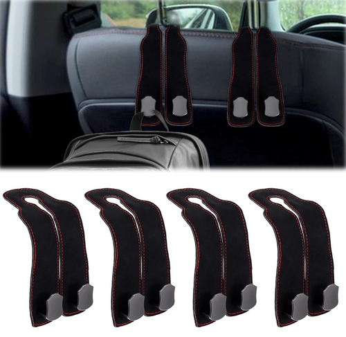 Cobee 4Pcs Car Seat Back Storage Hooks, Headrest Hooks for Purses, Phones - Double Hooks, Black