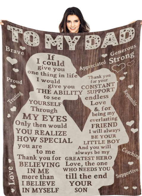 Father's Day Blanket Gifts for Dad from Son – "Best Dad Ever" Throw Blanket