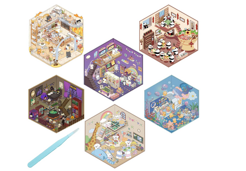 6 Set 3D House Stickers, DIY Scene,