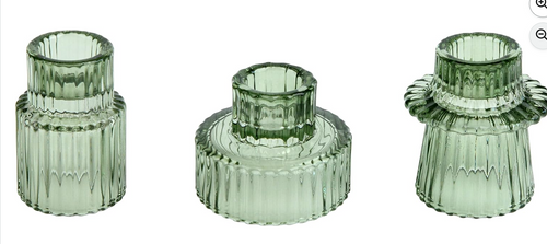 Vixdonos Taper Glass Candlestick Holders Green