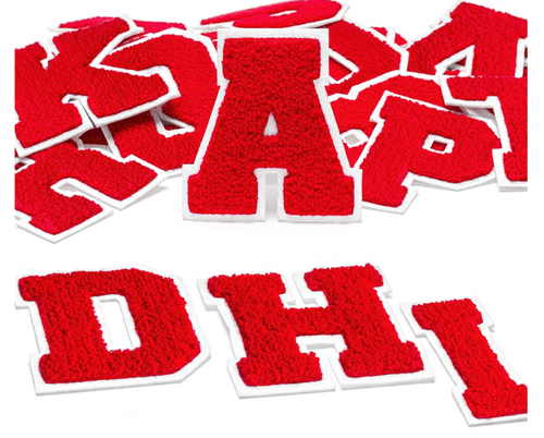 DAHI SHOP 26 pcs - Red - Iron On Chenille Letter Patches