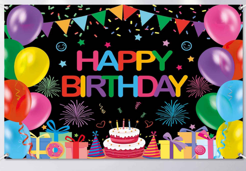 Happy Birthday Backdrop Banner Colorful Birthday Party