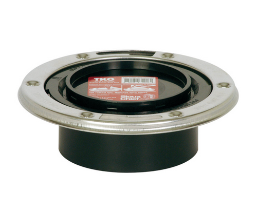 Sioux Chief TKO 4-Inch ABS Closet Flange – Flush to Floor Toilet Flange with Stainless Steel Ring, Total Knockout Design for Easy Installation Sioux Chief TKO 4-Inch ABS Closet Flange – Flush to Floor Toilet Flange with Stainless Steel Ring, Total Knockout Design for Easy Installation