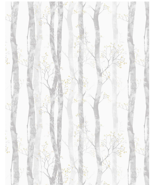 Dimoon 78.7"x16.1" Mysterious Tree Peel and Stick Wallpaper White Gray Thicken Waterproof Leaf Forest Taupe Trees