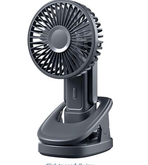 OATSBASF Handheld Fan with 3 Speeds,90°Auto-Swinging,Ultra-Quiet,Rechargeable Personal Fan with Clip Base,Type-C Port Attached lanyard Up to 12 Working Hours for Bedroom/Office/Outdoors/Travel (Gray)
