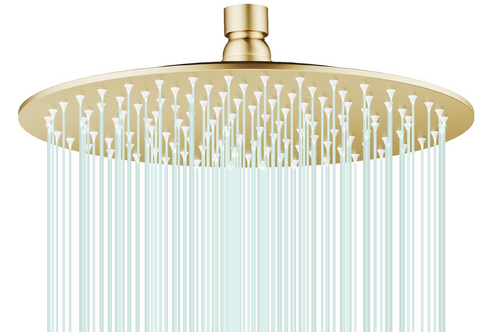 AULEEND 10" All-Metal Rain Shower Head – Stainless Steel, Ultra-Thin, High Flow, Easy Install, CEC-2023, F-Brushed Gold
