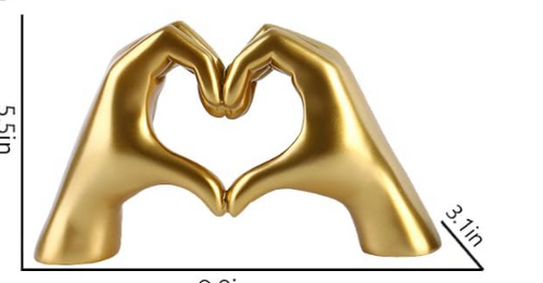 MOYI Gold Decor Living Room Accent Home Decor, Heart Hands Sculpture