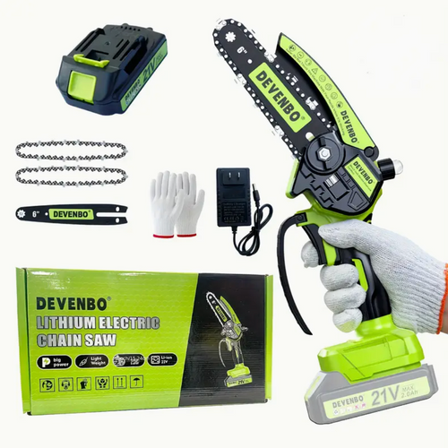 Cordless Mini Chainsaw 6" – Handheld Electric Pruning Saw, Metal Construction, Ergonomic Grip, Tree Trimming & Wood Cutting, DIY/Garden Tool, Gift for Dad/Husband