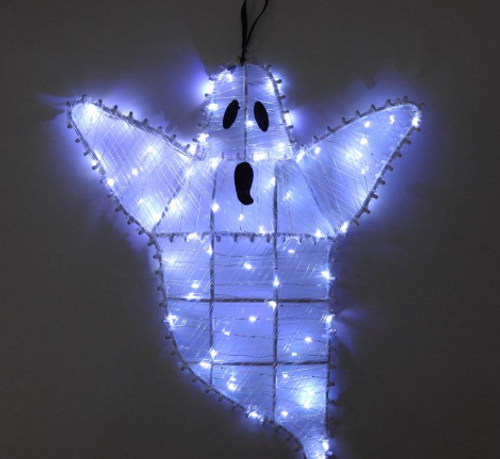 Celebrations 21" LED Prelit Ghost Hanging Decor – Cool White, Battery‑Operated, 6hr Timer, Window/Door Halloween Display Celebrations 21" LED Prelit Ghost Hanging Decor – Cool White, Battery‑Operated, 6hr Timer, Window/Door Halloween Display