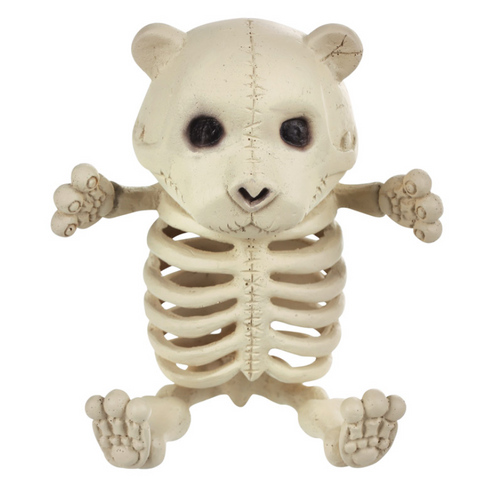 Seasons 5.5" Baby Bear Skeleton Halloween Decor – Realistic Bone Color, Sitting Pose with Outstretched Arms, Indoor Display