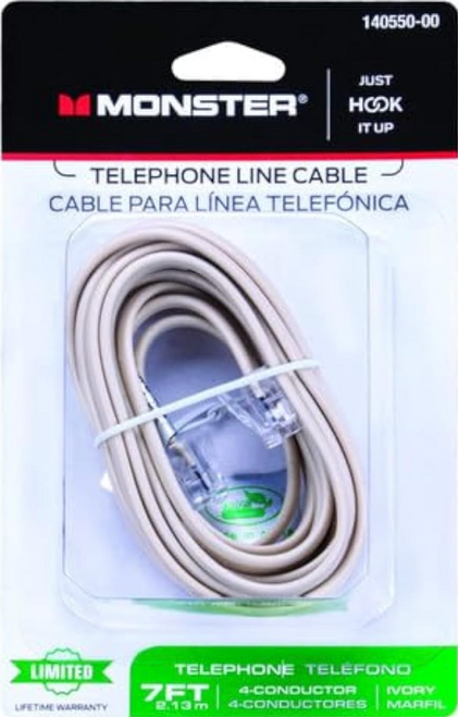 Monster Just Hook It Up 7 ft. L Ivory Modular Telephone Line Cable Monster Just Hook It Up 7 ft. L Ivory Modular Telephone Line Cable