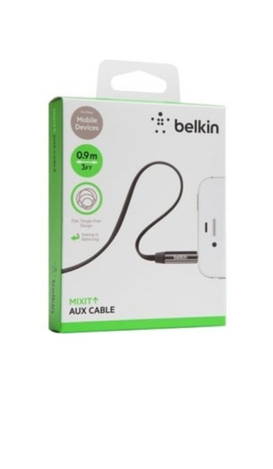 Petra Industries 3 Foot Flat Auxiliary Audio Cable – BKN10127TT03B, Black, Tangle-Free Design