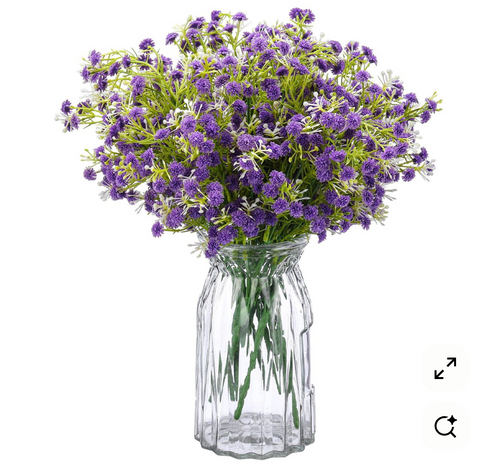 LYROW 12 PCS SPRING BABY'S BREATH ARTIFICIAL FLOWERS - Premium Fake Gypsophila Wedding Bouquet Sprays | Dark Purple Faux Floral Bulk for Home Vase Arrangements & Decor