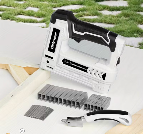 Bielmeier 2‑in‑1 Cordless Nail Gun & Stapler – 20V/4V, No Compressor, Lightweight, LED Work Light, Safety Striker Guard, Adjustable Depth, Battery/Charger + Fasteners