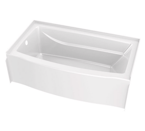 Delta Classic 500 60″ × 32″ White Acrylic Rectangle Bathtub – 18″ High, Caulkless, 48-Gallon Left-Drain