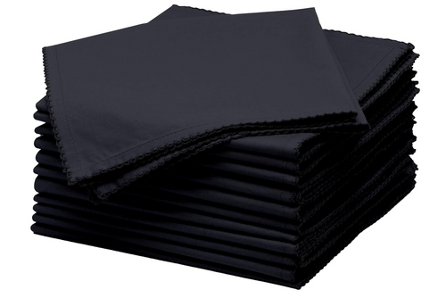 TOSHE Cloth Napkins Set of 12 – 17x17 Inch 100% Cotton Black Dinner Napkins, Washable Table Napkins for Hotel, Restaurant, Wedding, Parties & Home