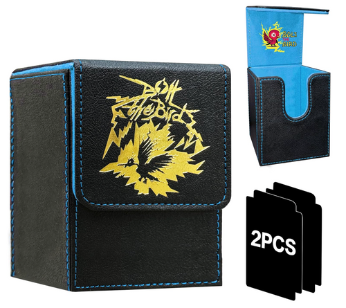 PROMAXIBINDER MTG Commander Deck Box – PU Leather Bolt the Birds Design, Fits 100 Sleeved Cards, Magnetic Lid