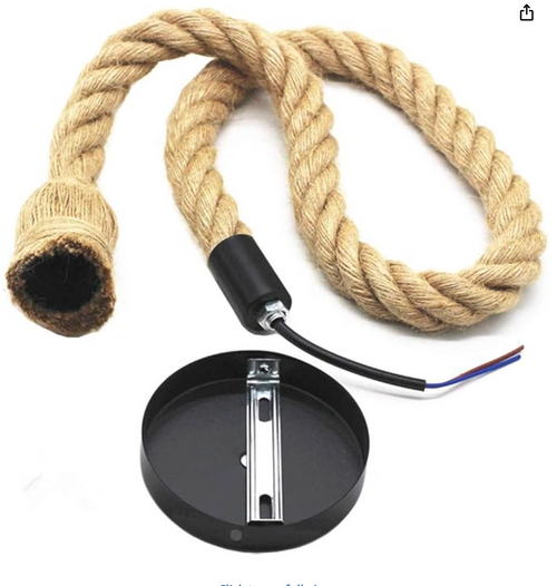 Simple Hemp Rope Chandelier – Retro Style Single Head Pendant Light with E27 Base – Adjustable Height for Restaurant, Bar, Cafe, Kitchen & Dining Room
