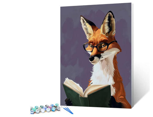 Tucocoo Fox Reading Book Paint by Numbers for Adult On Canvas Creative Graffiti
