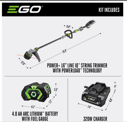 EGO Power+ Line IQ with Powerload ST1623T 16 in. 56 V Battery String Trimmer Kit