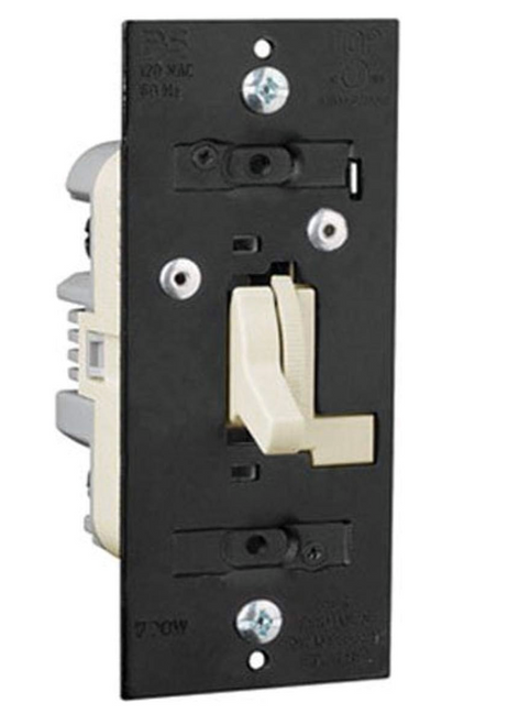 Legrand Single‑Pole/3‑Way Toggle Light Dimmer – Light Almond | 700W Incandescent & Halogen Dimmer Switch | Durable Thermoplastic Housing, No Neutral Required