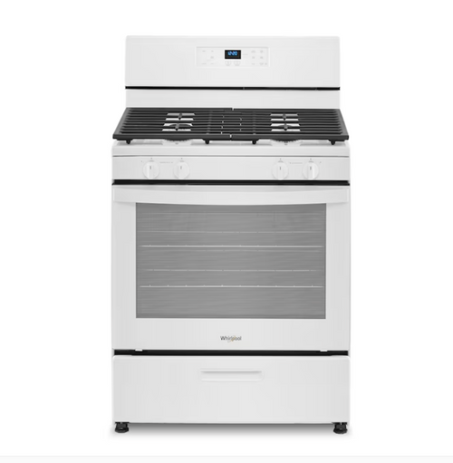Whirlpool 30-Inch 5.1 Cu. Ft. Freestanding Natural Gas Range White (WFG320M0BW) - SpeedHeat Burners, Frozen Bake Technology & Hidden Bake Element for Flexible Family Cooking