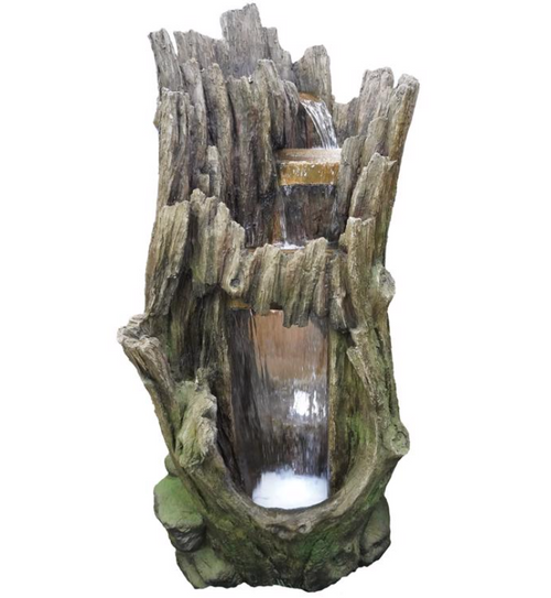 Alpine Polyresin Multi-color Waterfall Tree Trunk Fountain with LED Light