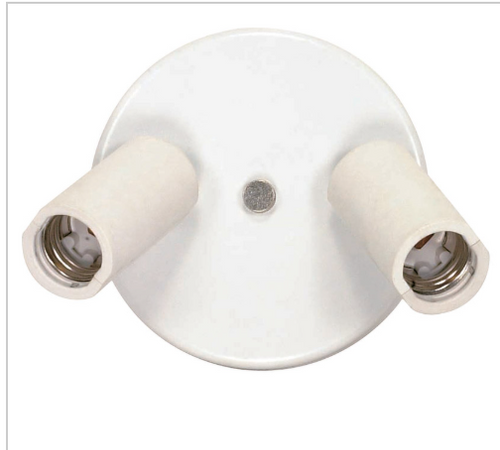 Satco Plastic Medium Base Twin Light Socket Adapter 1 pk
