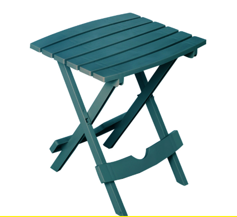 Adams Quik-Fold Green Rectangular Polypropylene Folding Side Table