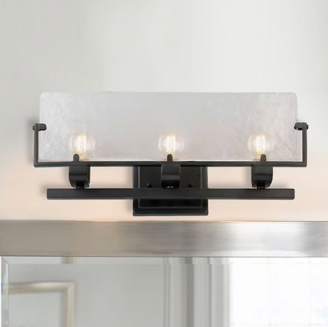 allen + roth Aria 22-in 3 Light Matte Black Modern/contemporary Bathroom Vanity light   BOX DAMAGED