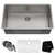 KRAUS 32-Inch Undermount Kitchen Sink – 16 Gauge T304 Stainless Steel – Deep Single Bowl with Grid & Drain – NoiseDefend Soundproofing – Commercial Grade Satin Finish