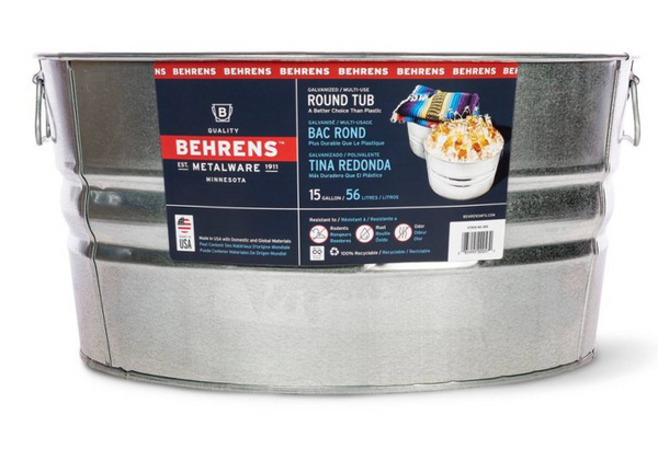 Behrens 15gal Galvanized Steel Round Tub Silver