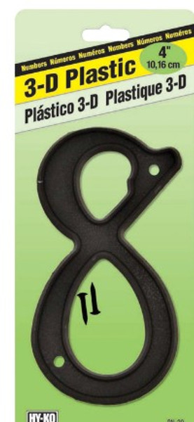 Hy-Ko 4 in. Black Plastic Nail-On Number 8