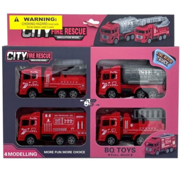 4 Pack Pull Back Fire And Rescue Toy Truck Set 4 Pack Pull Back Fire And Rescue Toy Truck Set