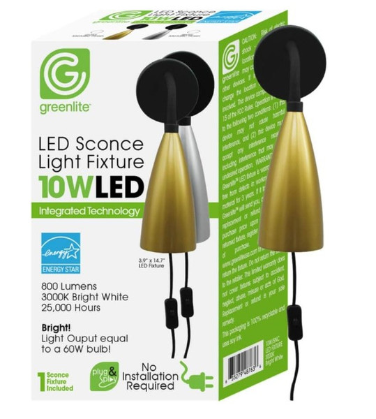 Greenlite Plug & Play LED Vintage Sconce Fixture – 10W Chic Lighting for Bedroom, Kitchen, Dorms | No Assembly Required Greenlite Plug & Play LED Vintage Sconce Fixture – 10W Chic Lighting for Bedroom, Kitchen, Dorms | No Assembly Required