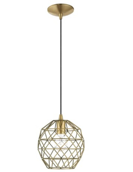 Livex Lighting Geometrix Antique Brass Industrial Geometric Mini Pendant Light Livex Lighting Geometrix Antique Brass Industrial Geometric Mini Pendant Light