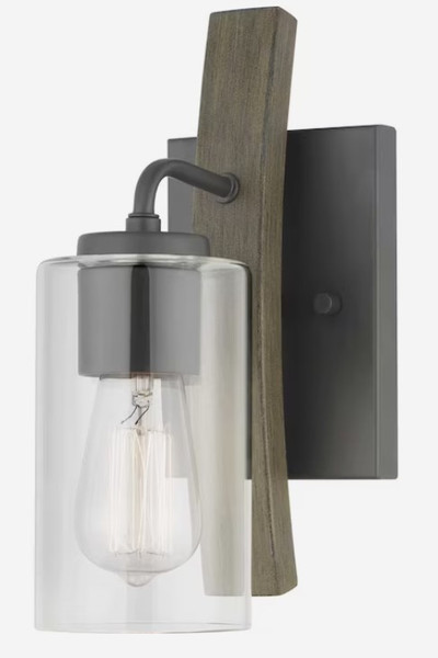 Progress Lighting Bradberry Weathered Oak and Graphite Farmhouse Wall Sconce Progress Lighting Bradberry Weathered Oak and Graphite Farmhouse Wall Sconce