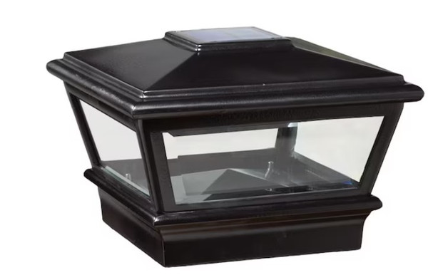 Lumen 1 Watt Black Solar LED Solar Post Cap Light 6500