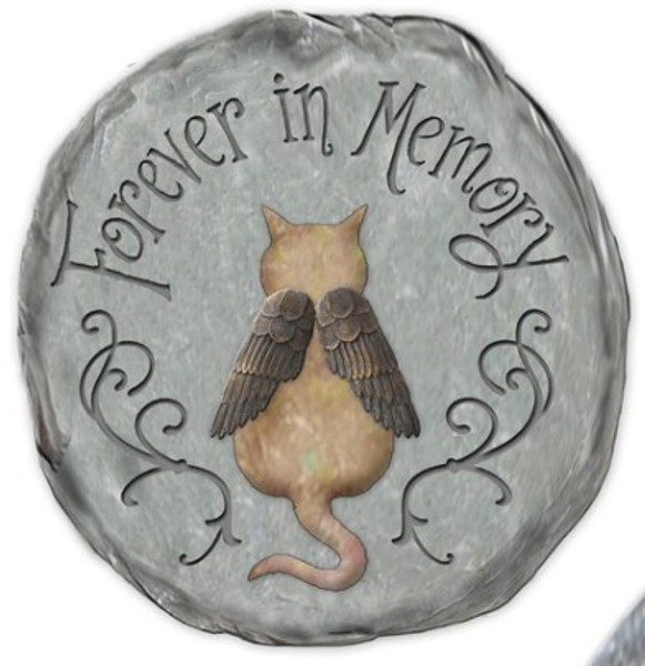Gray Cement Cat Memorial Stepping Stone