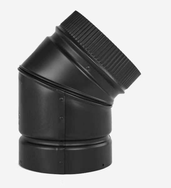 Selkirk 6-in x 6-in x 45-Degree Black Stainless Steel Stove Pipe Elbow Selkirk 6-in x 6-in x 45-Degree Black Stainless Steel Stove Pipe Elbow