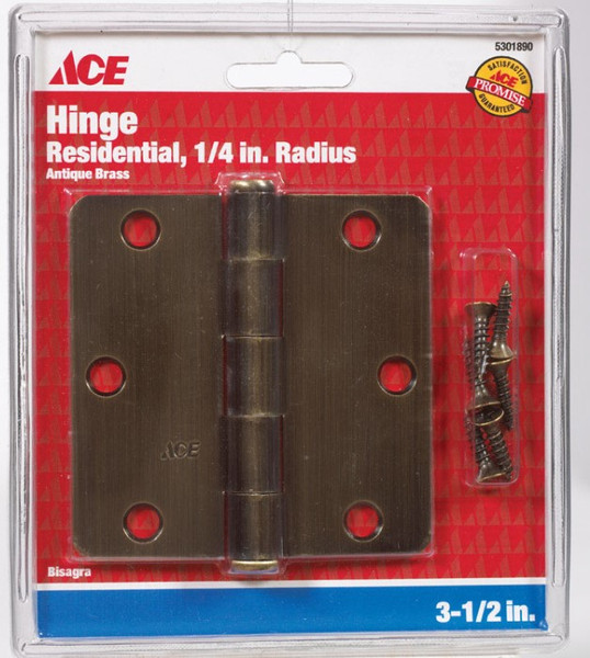 Ace 3-1/2 in. L Antique Brass Residential Door Hinge 1 pk Ace 3-1/2 in. L Antique Brass Residential Door Hinge 1 pk