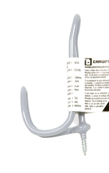 Crawford 3.94 in. L Vinyl Coated Gray Steel Small Light Duty Coat and Hat Storage Hook 5 lb