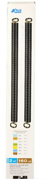 Blue Hawk 160 lbs 2-Pack Black Steel Garage Door Extension Spring and Safety Cable Blue Hawk 160 lbs 2-Pack Black Steel Garage Door Extension Spring and Safety Cable