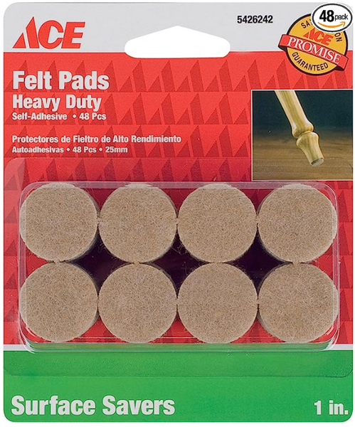 Ace Felt Self Adhesive Protective Pad Beige Round 1 in. W 48 pk