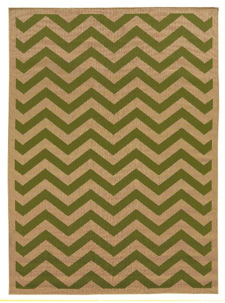 Linon Collection Innovations Reversible Outdoor Rug Green Chevron, 6'6" x 9'6"